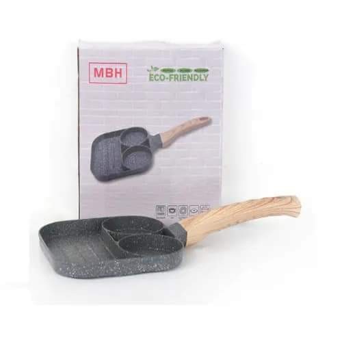 Non-Stick Aluminum Egg & Hamburger Fry Pan with Removable Handles - 3 & 4 Hole Options