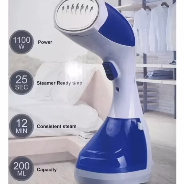 Handheld Garment Steamer 1100W – 25s Fast Heat-Up, 200ml Detachable Tank, Portable Clothes Steamer & Wrinkle Remover, Travel-Friendly Steam Iron with Anti-Drip & Continuous Steam