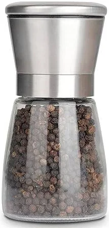 GWD Glass Body Stainless Steel Covered Salt Pepper Mill Salt Pepper Grinder